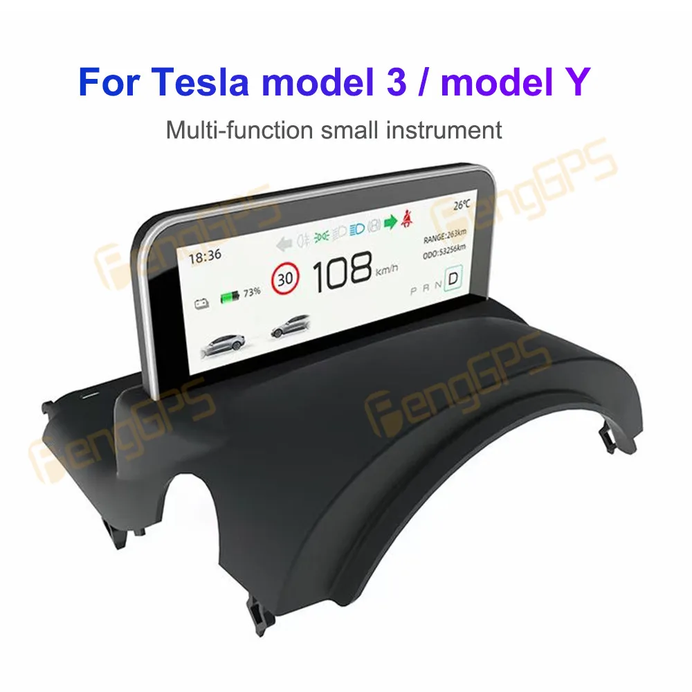 For Tesla Model 3 Model Y Car Lcd Dashboard Virtual Cockpit Player Digital Cluster Instrument Panel Multifunctional Speedometer