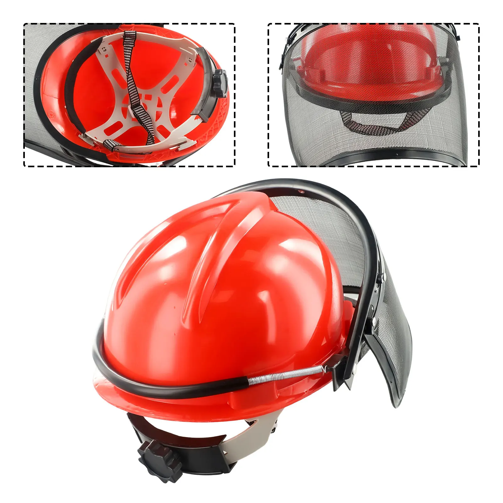 Red Motorcycle Safety Helmet Chainsaw Helmet With Mesh Cover Adjustable Headband Universal For Bike Cycling/garden Weeding