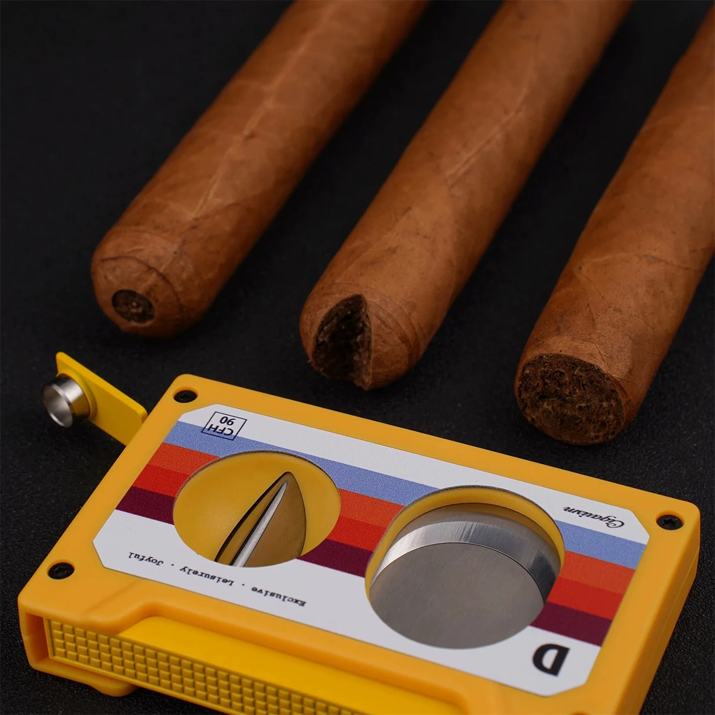 Retro Tape Cassette Triple-Function Multi-Purpose Cigar Cutter Punch Flat Clip V-Clip Scissors Home Garden view 4