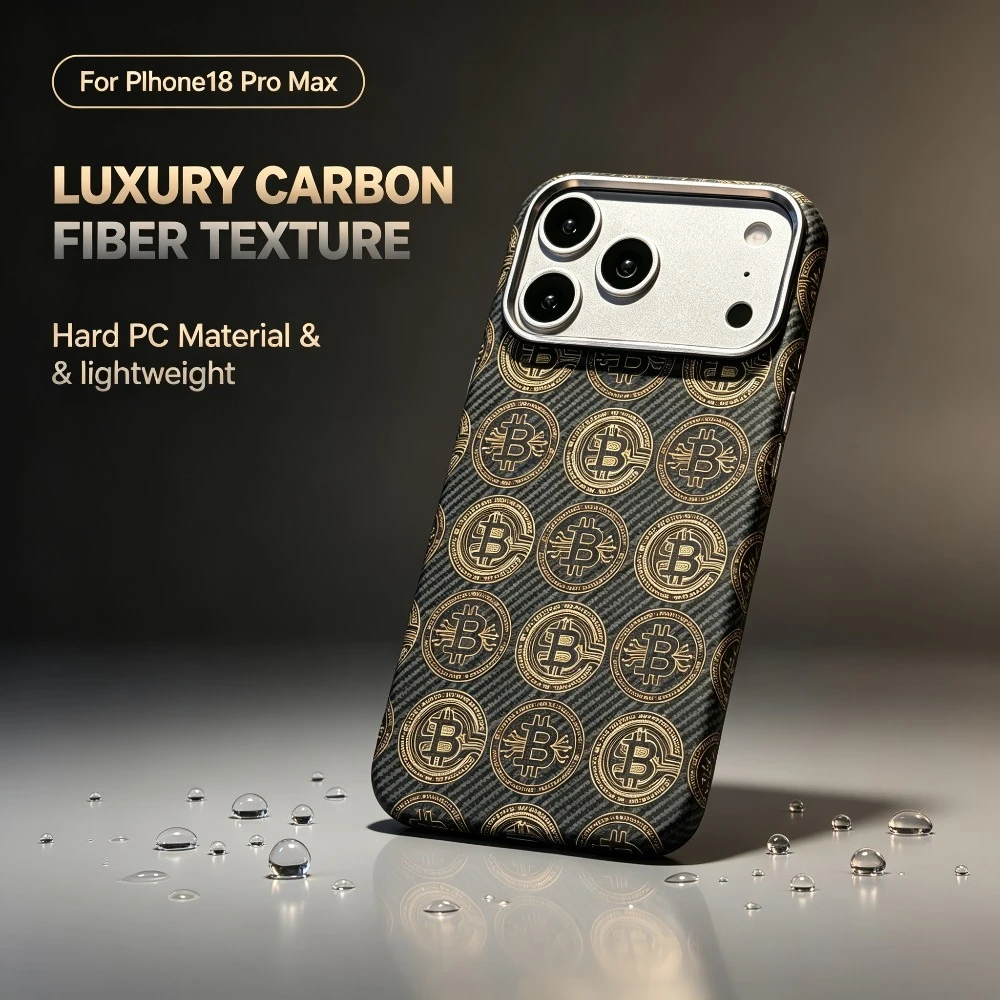 Luxury Carbon Fiber Texture Magnetic Case for IPhone 18 17 16 15 Pro Max for Magsafe Wireless Charger Metal Lens Protect Cover