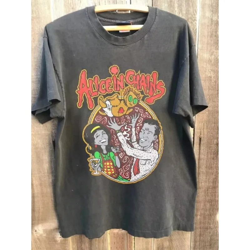 Carbon gray neutral T-shirt reprint vintage 1996 Alice In Chains band