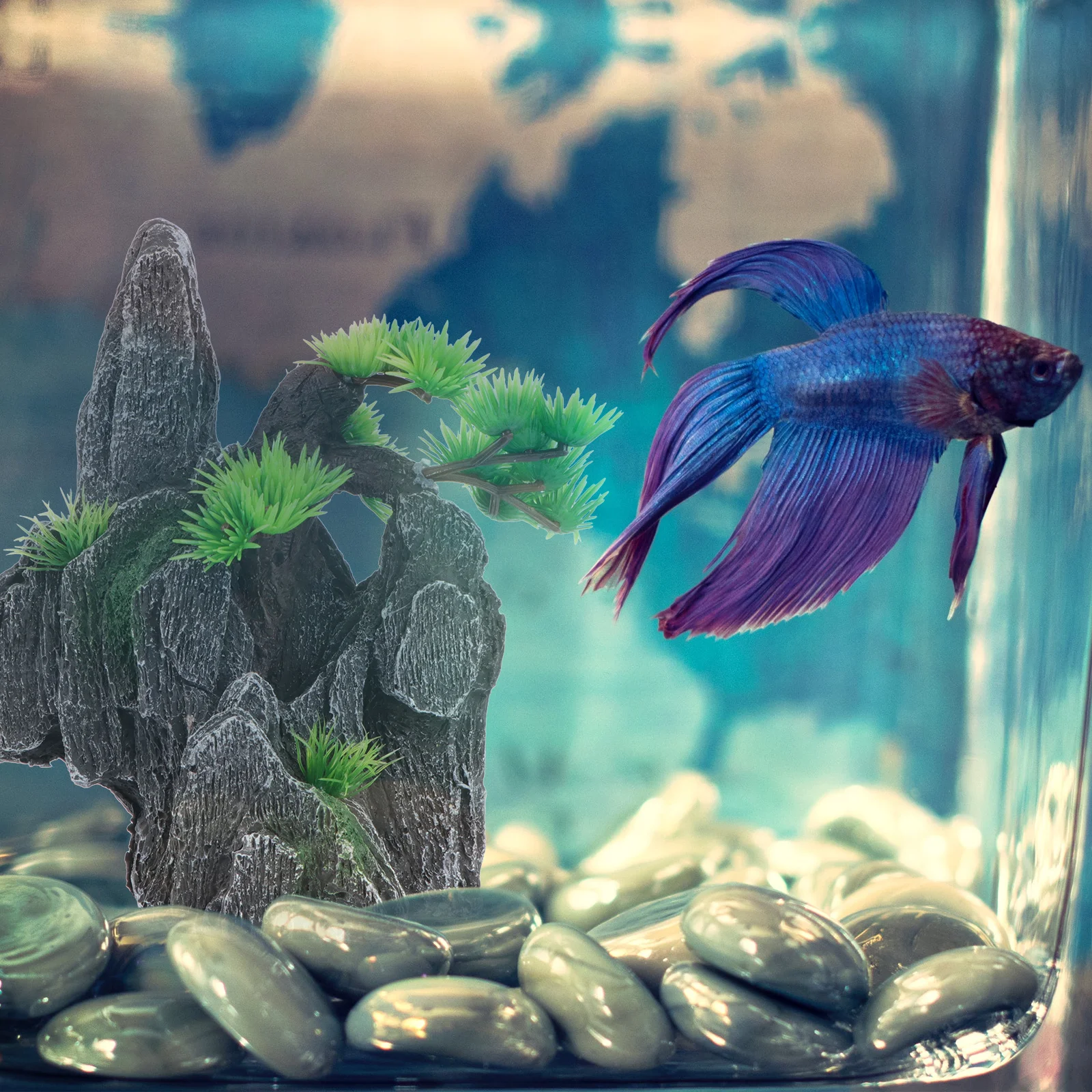 

Fake Mountain Aquarium Ornament Resin Craft Fish Tank Decoration Durable Waterproof Aquatic Landscape For Home Office Pet Decor