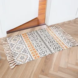 Nordic Cotton and Linen Floor Mats Ethnic Style Carpets Door Mats Foot Mats Entry Bedrooms Non Slip Mats Home Bohemian Blankets