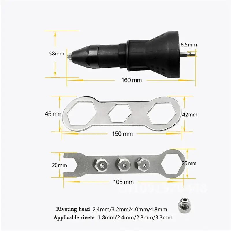 Pistola de tuercas de remache eléctrica, adaptador de conversión de remachadora de taladro de tracción para boquilla de remachadora inalámbrica, herramienta de tuerca, pistola de clavos Manual, herramientas de remachado