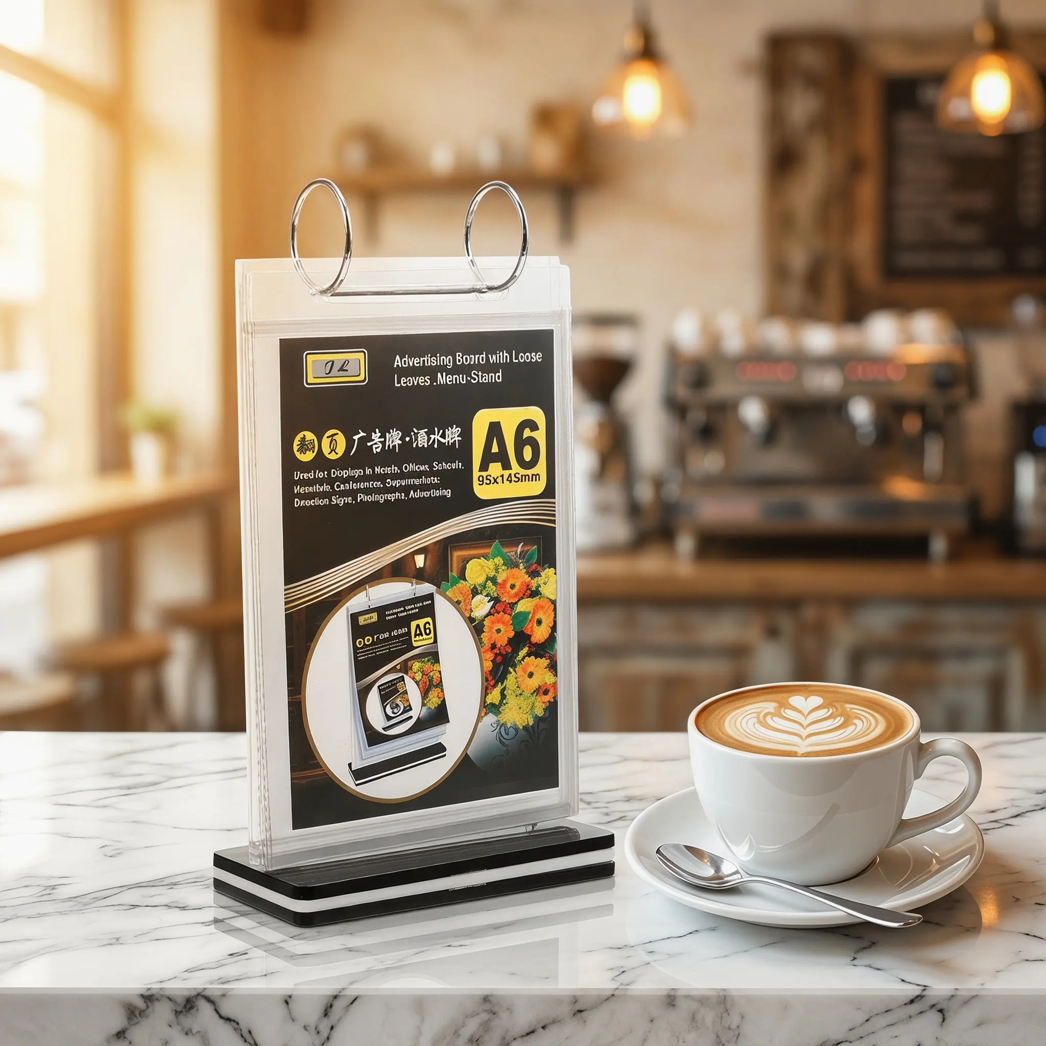Menu Holder PVC Desktop Flip Display Stand for Restaurants Bars Coffee Shops Event Catering Services Clear Sign Organizer