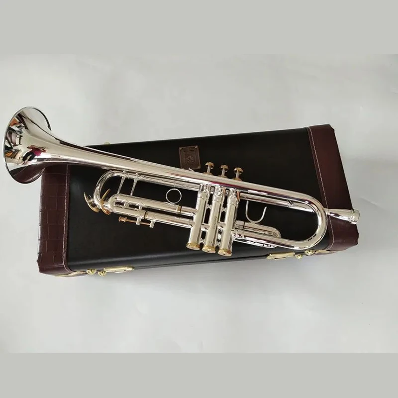 Stradivarius Top Trumpet LT197S-99 Music instrument Bb Trumpet gold plated professional grade music Free