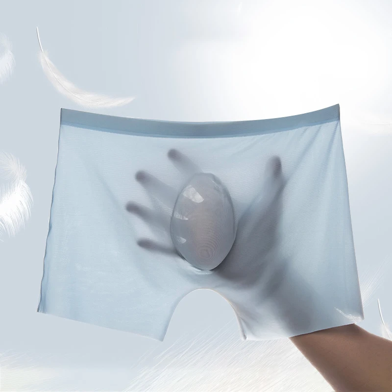 رجل الملاكمين السراويل الحرير الجليد الرجال سراويل سلس مثير الملابس الداخلية رجل السروال سراويل الذكور مضاد للجراثيم تنفس ملخصات