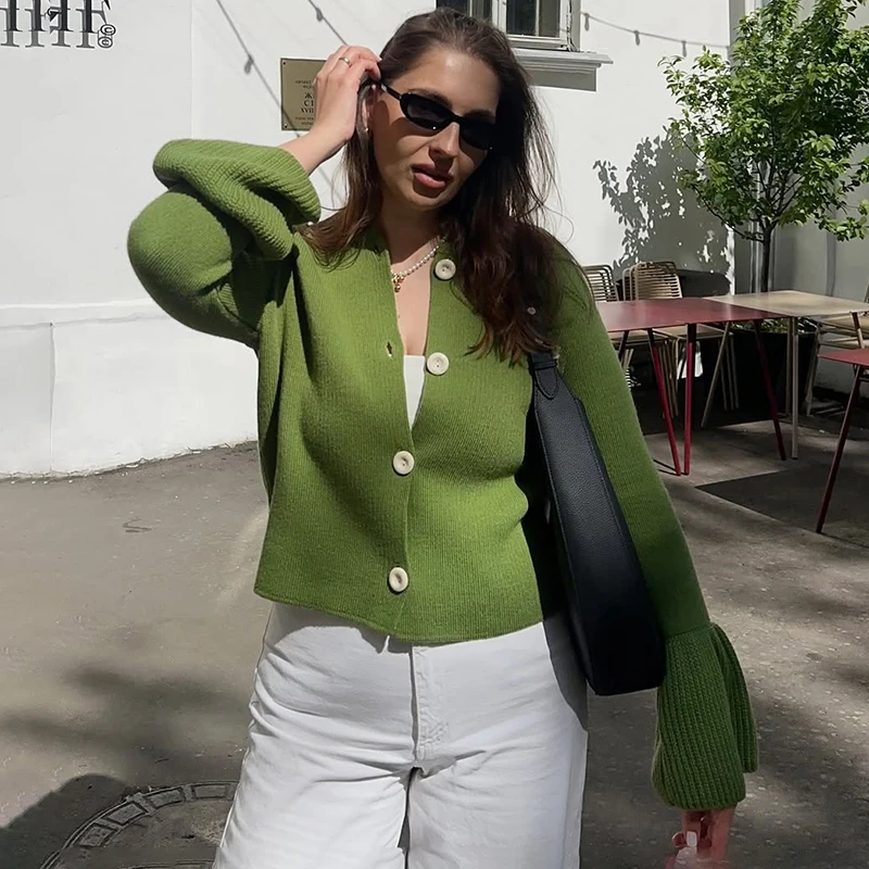 2025년 가을 신상 토르노바 니트 가디건 여성 O넥 플레어 롱 슬리브 스웨터 여성용 싱글 브레스티드 루즈핏 니트 코트