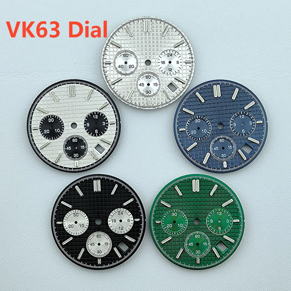 VK63 dial 31.8mm No Logo Dial Panda Dial Green luminous Dial fit VK63 movement watch accessories repair tools