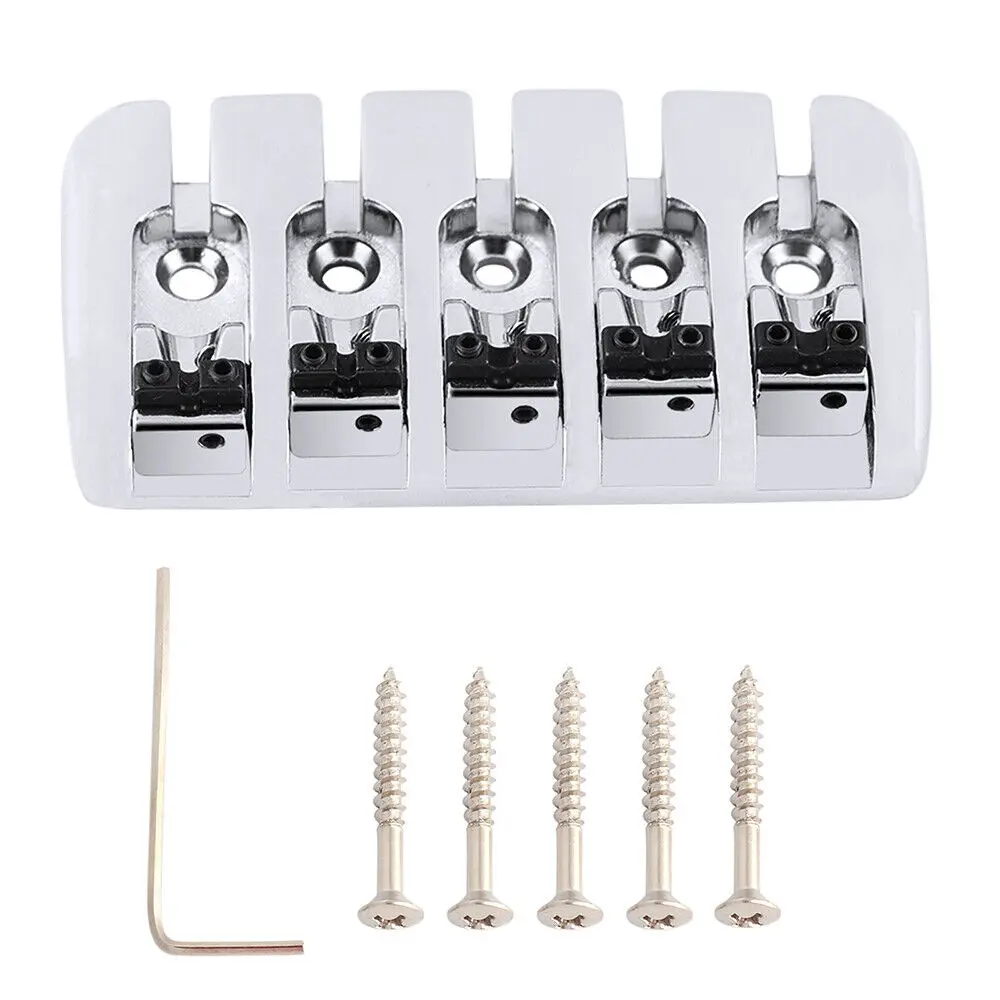5 String Bass Bridge A Style Top Load Tailpiece with Zinc Saddles for P Bass BK
