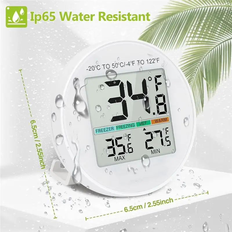 ABMO Small Digital Refrigerator Thermometer 2 Pack IP65 Waterproof Forrefrigerator, Freezer Scenes