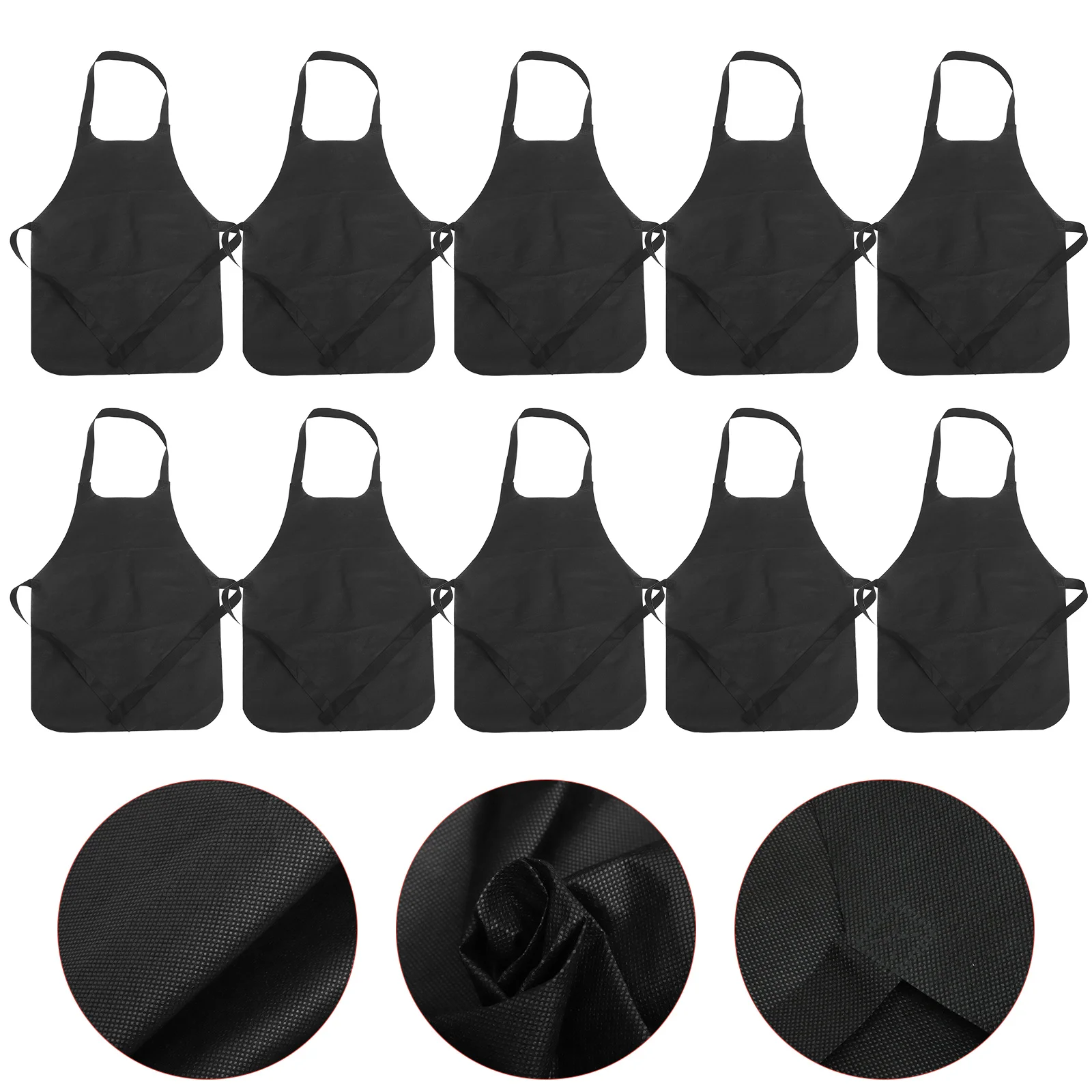 11 Pcs Kitchen Apron Disposable Non-woven Thickened Smock for Cooking Halloween Black Women's White