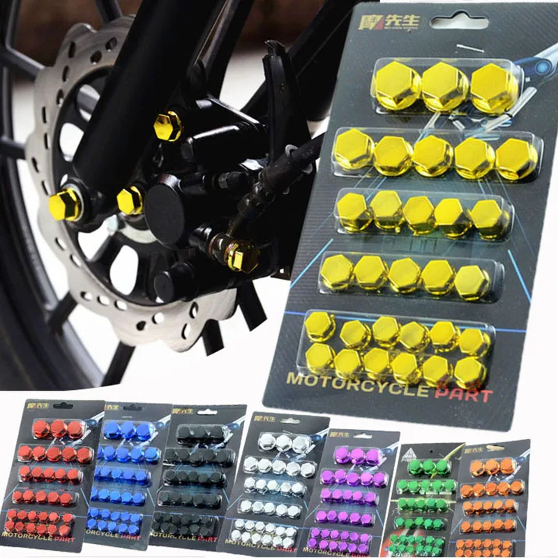 30pcs Motorcycle Screw Decoration Cover Plating Cap for Car Motor Scooters Electric Colored Nut Cover Motorcycle Accessories