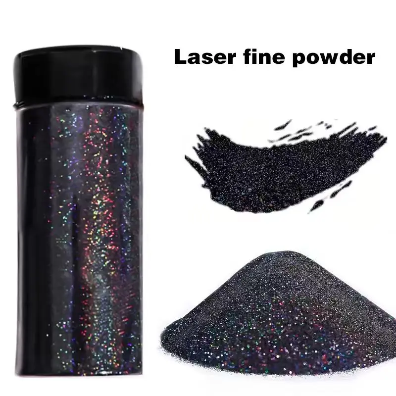 Holographic Ultra-Fine Black Glitter Powder, Portable Ultra-Fine Glitter Powder, rainbow Bright Creative Nail Enhancement