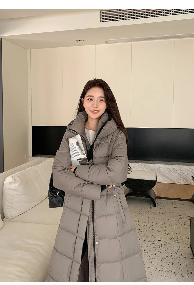 Winter Ladies Long Warm Down Jacket Big Size Puffer Outwears Thicken Hooded Down Coat Women Light Thin White Duck Jacket Parkas