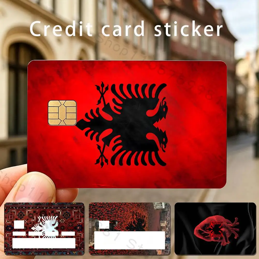 Albania flag Holographic Laser Shinny Film Skin Cover Sticker for Debit Credit Card Bank Card
