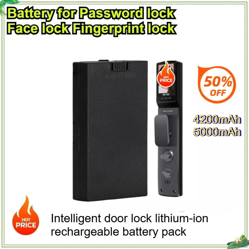

HZ-ZWS-001 Smart Door Lock Battery Rechargeable 18650 Lithium-ion Battery for Face Fingerprint Recognition Lock Password Lock