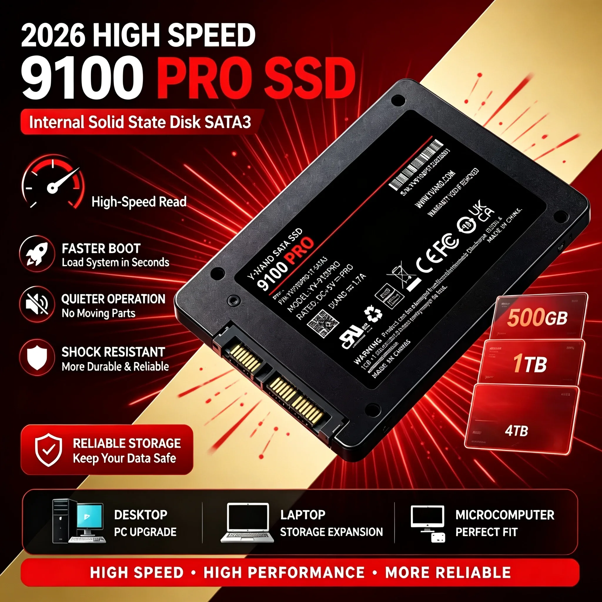 Original High Speed 9100 PRO 1TB 2TB 4TB SATA3 Internal  SSD Solid State Disk  for Desktop Microcomputer Laptop Pro Use