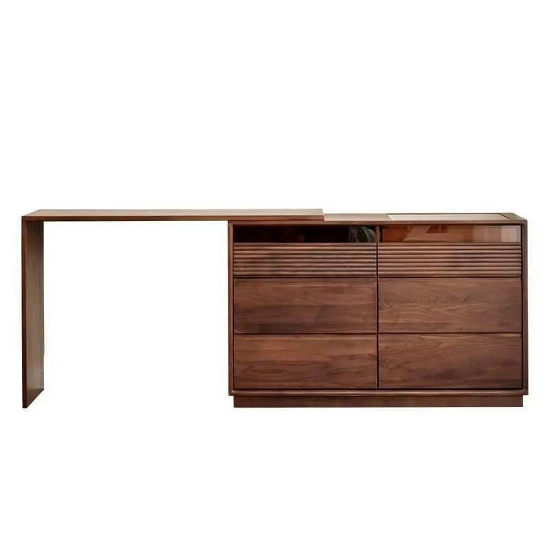 

Black walnut chest, dresser integrated simple solid wood corner desk bedroom bedside retractable storage cabinet