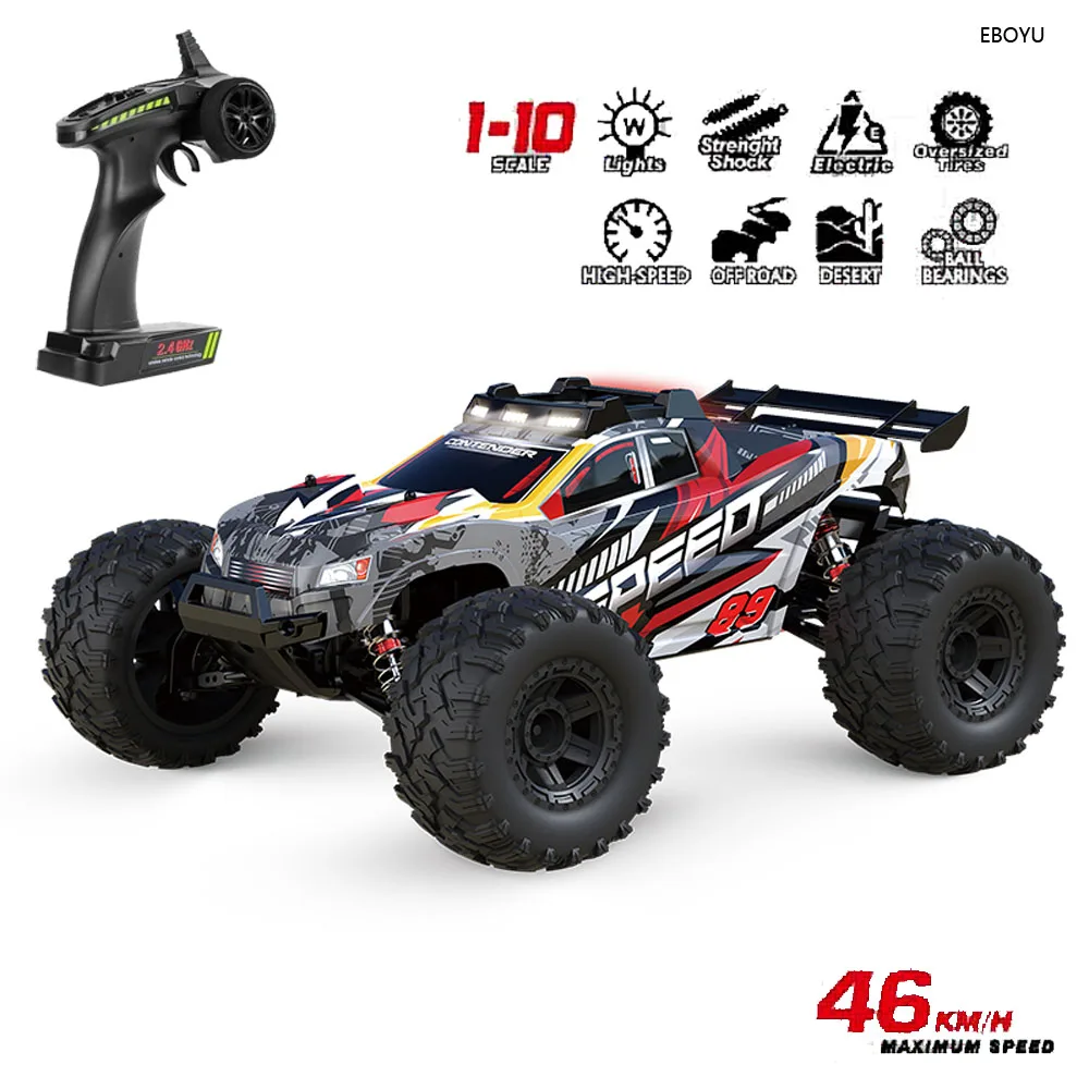 EBOYU G105 RC Car 2.4Ghz 1:10 Scale 4WD RC Truck 46KM/H+ High Speed Big Wheel Car Off Road Waterproof Monster Remote Control Car