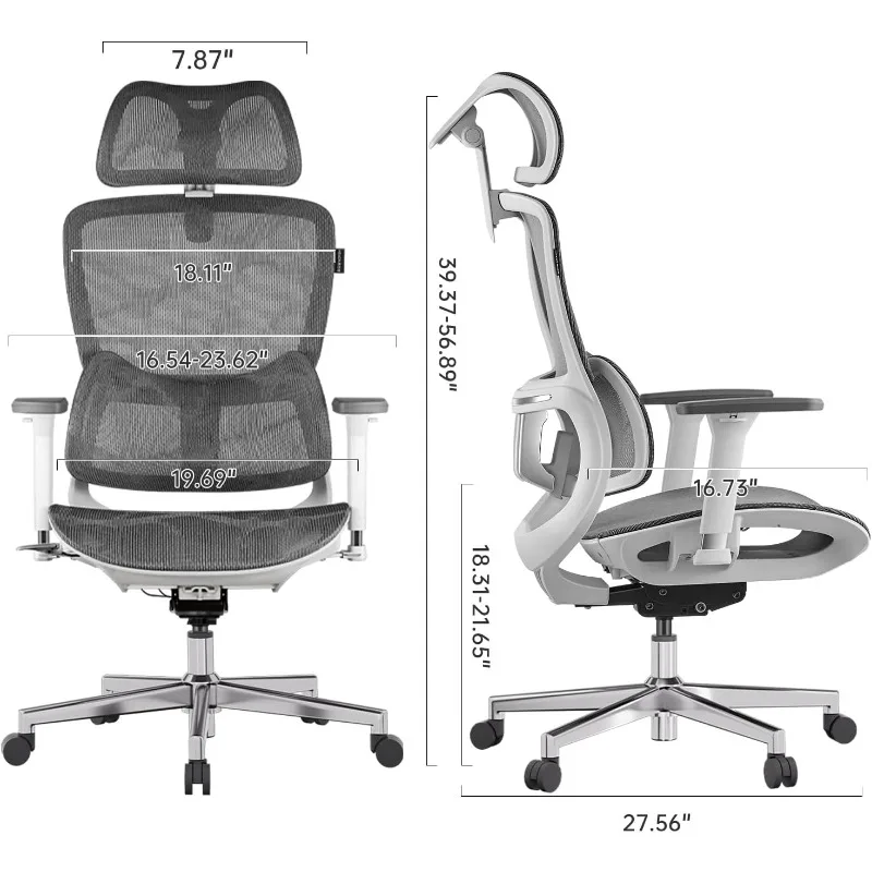 E2 Ergonomic Office Chair, Big and Tall Mesh Office Chair with 6-Way Dynamic Lumbar Support, 3D Adjustable Armrests, 3D Ad