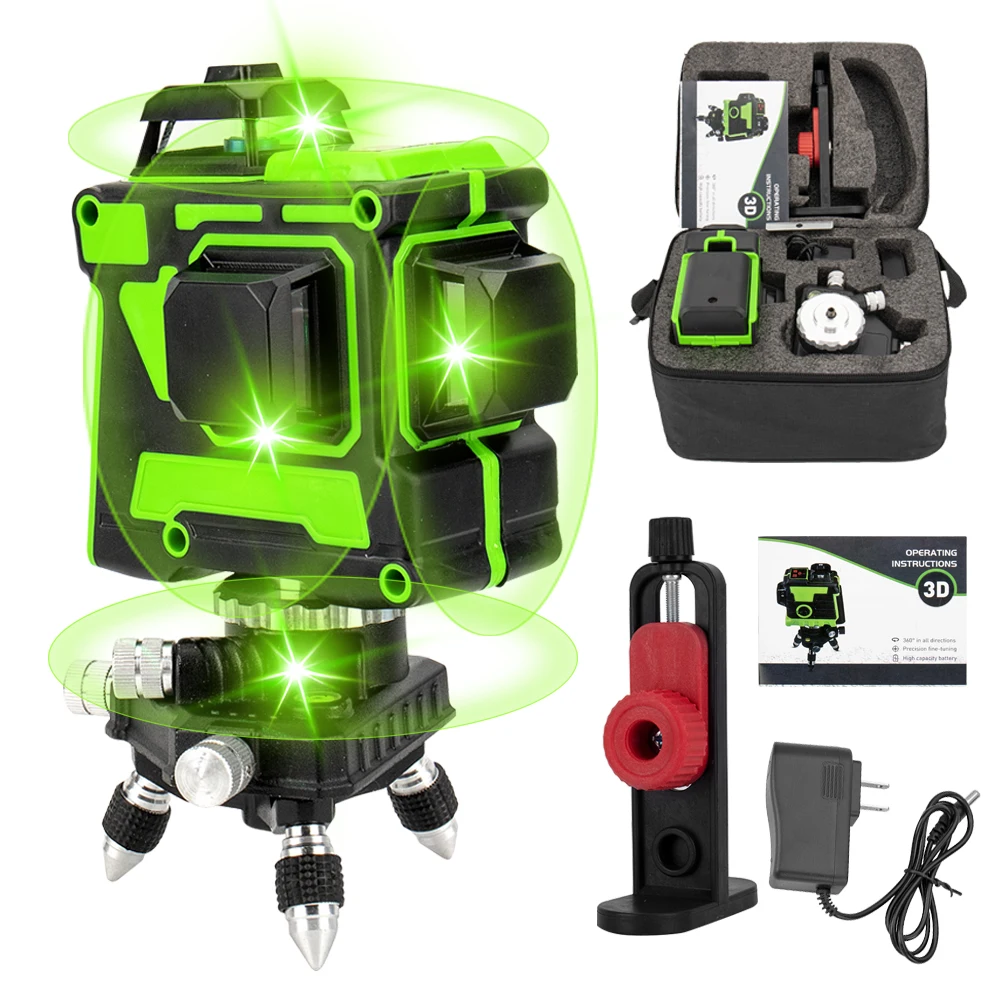 

12 Lines 3D Green Laser Level Self-Leveling 360 Degre Horizontal And Vertical Cross Lines Green Laser Line