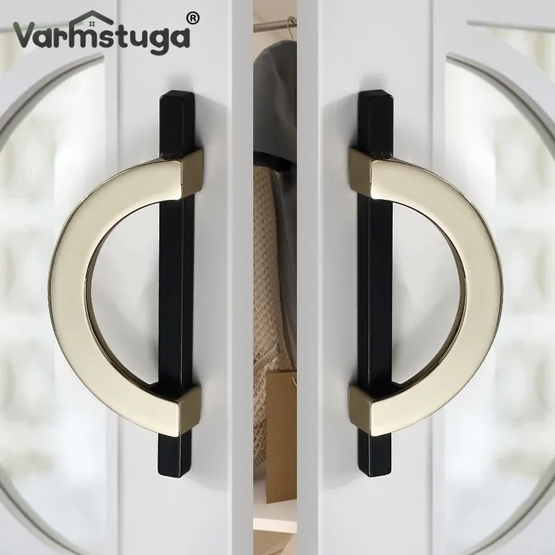 VARMSTUGA Luxury White Cabinet Door Handles Drawer Zinc Alloy 96mm Wardrobe Handle Semi-circular Round Door Pulls Knobs Hardware