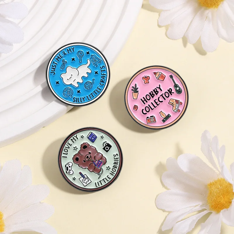 Cute Animal Theme Collection Pins Brooch I Love My Little Hobbies Pig Cat Bear Badge Enamel Lapel Pin Accessory Gift For Friends