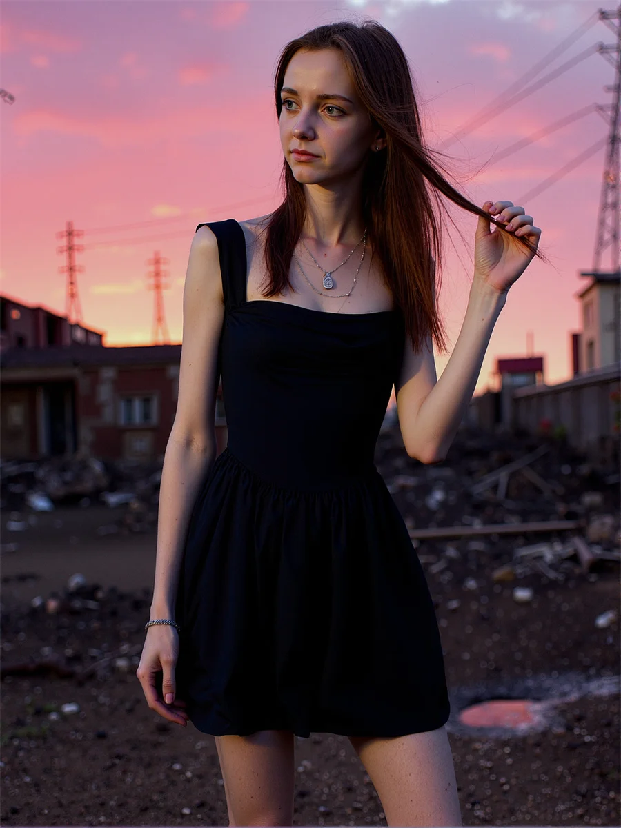 Dames zwarte jurk vrouw bijgesneden skater lang luipaard mesh puur ronde hals één schouder shirring uitgesneden Y2K Koreaanse stijl fancy