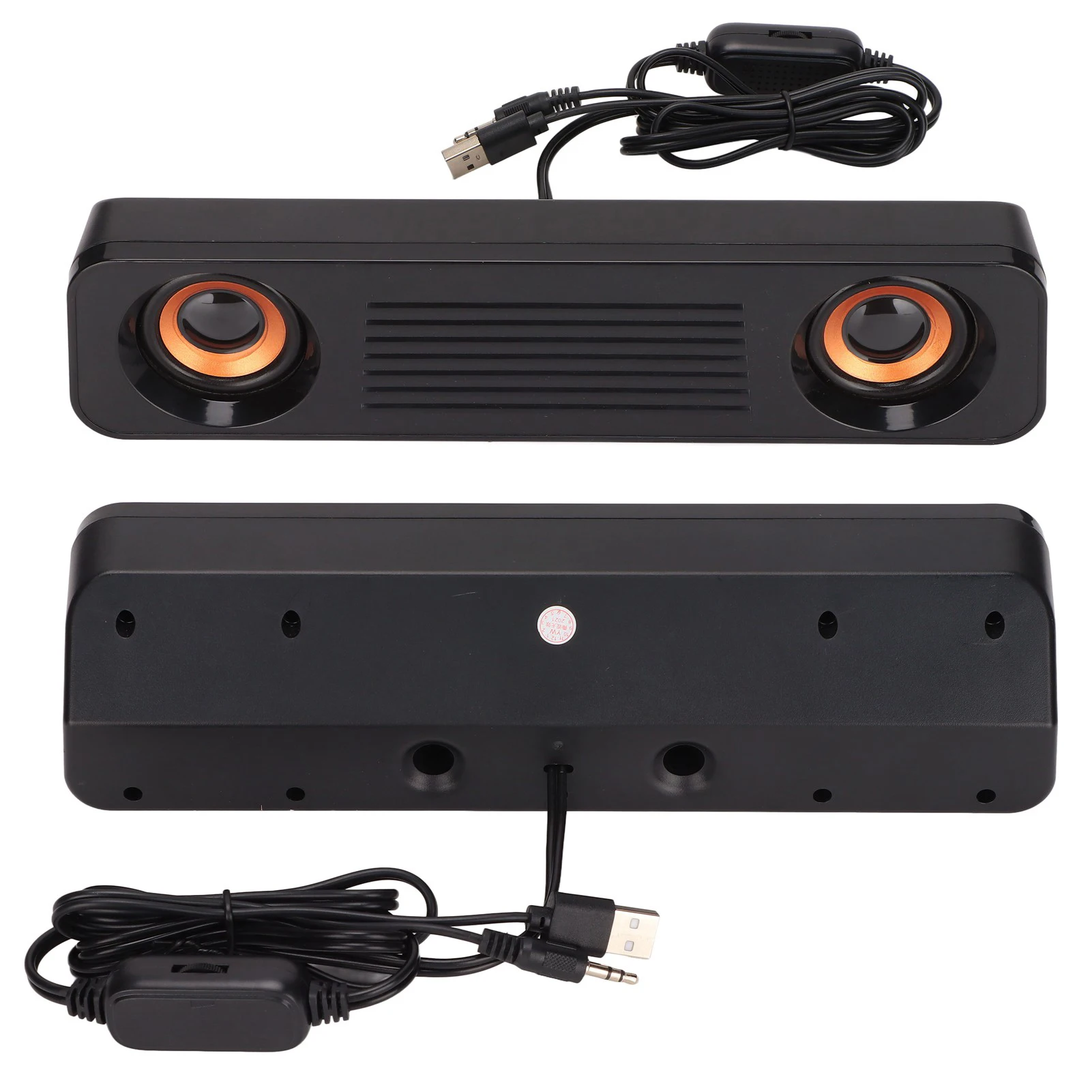 Altavoz con cable de alta fidelidad, Subwoofer estéreo, alimentado por USB, enchufe de 3,5mm, altavoz portátil de escritorio largo para TV y ordenador