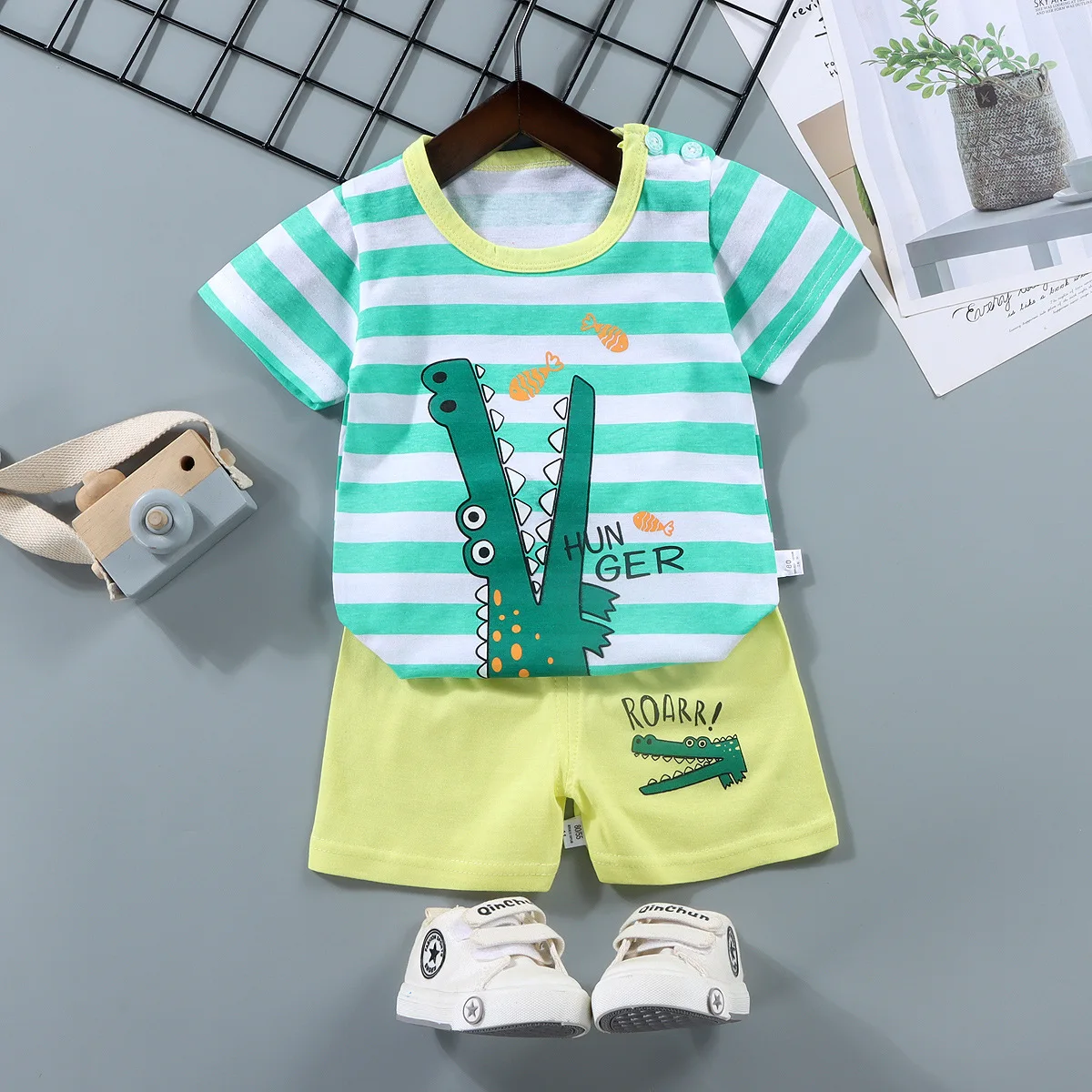 Baby Sets Children Set Girls Boy Shorts Clothes Cartoon Print Outfits For Kids Child Toddler T-shirt +pants Boys Clothes New