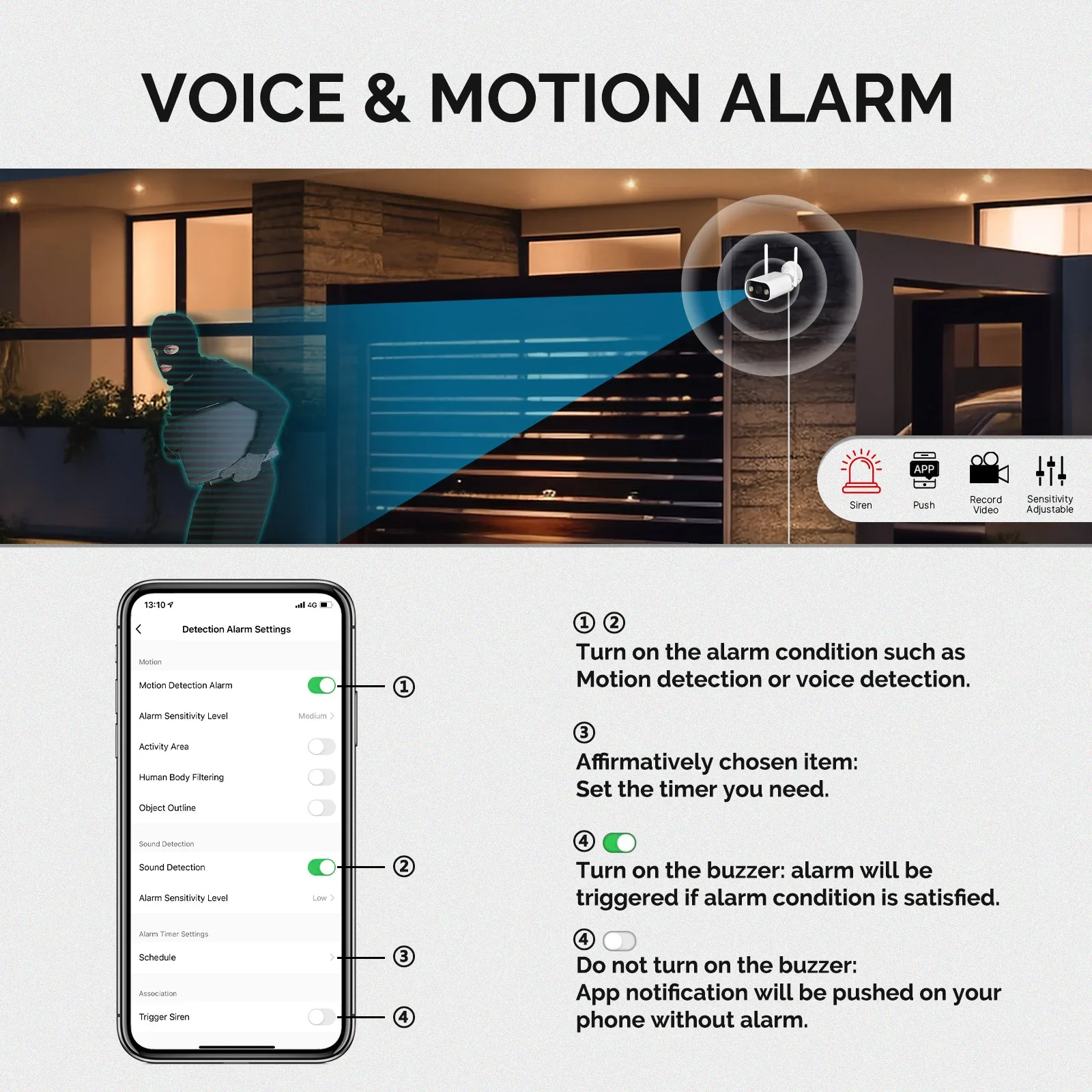 Moes Wifi Smart Outdoor-Kamera HD 3mp Sound Bewegungs erkennung Voll farbige Nachtsicht wasserdicht Zwei-Wege-Audio-Sicherheits monitor