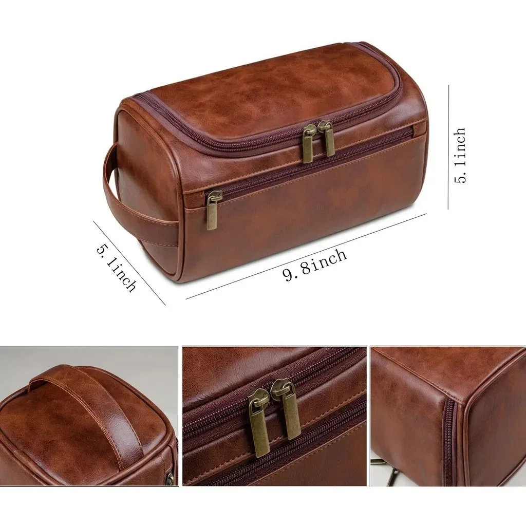 اسم محفور للرجال حقيبة مقاومة للماء اسم شخصي دائم بولي Leather جلد متعدد الاستخدام مثالي للحلاقة السفر حقيبة مكياج الأعمال #5