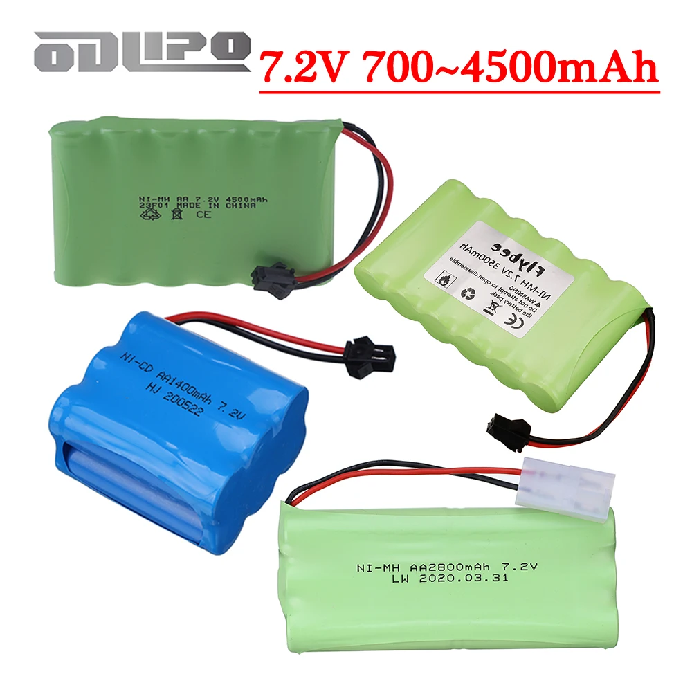 NiMH 4500mah 3500mah 3000mah 2800mah 2400mah 1400mah 700mah AA 7.2V NiCD Battery For RC Electric Toys Cars Truck Boat Gun Robot