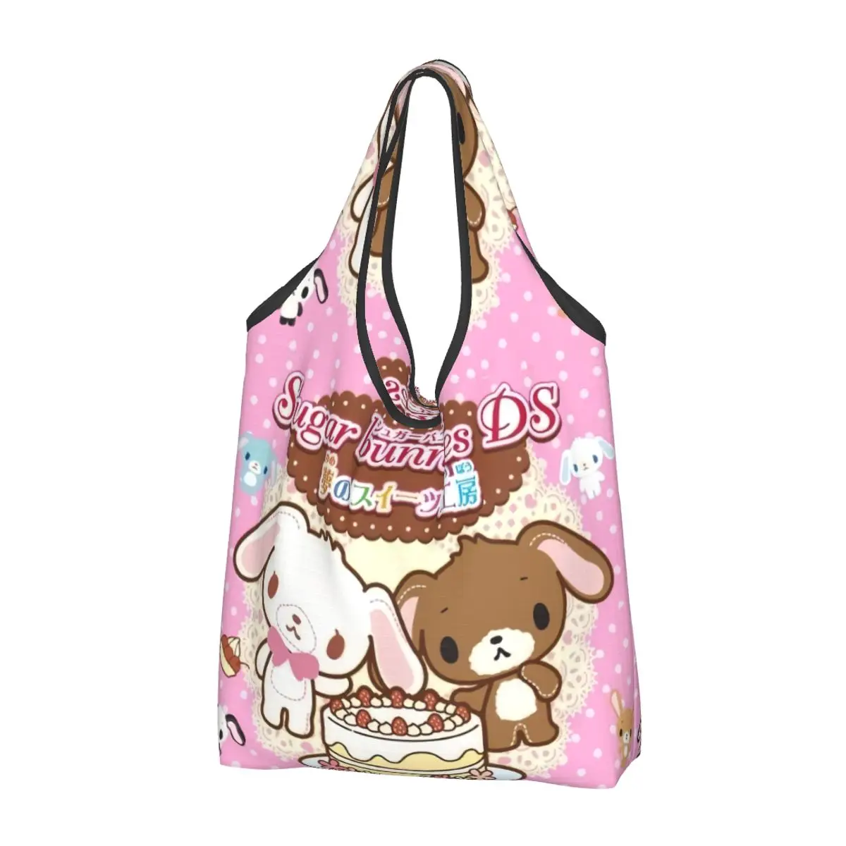 Custom Reusable Disney Cartoon Sugarbunnies Sanrio Japan Anime Shopping Bag Women Tote Bag Portable Grocery Shopper Bags