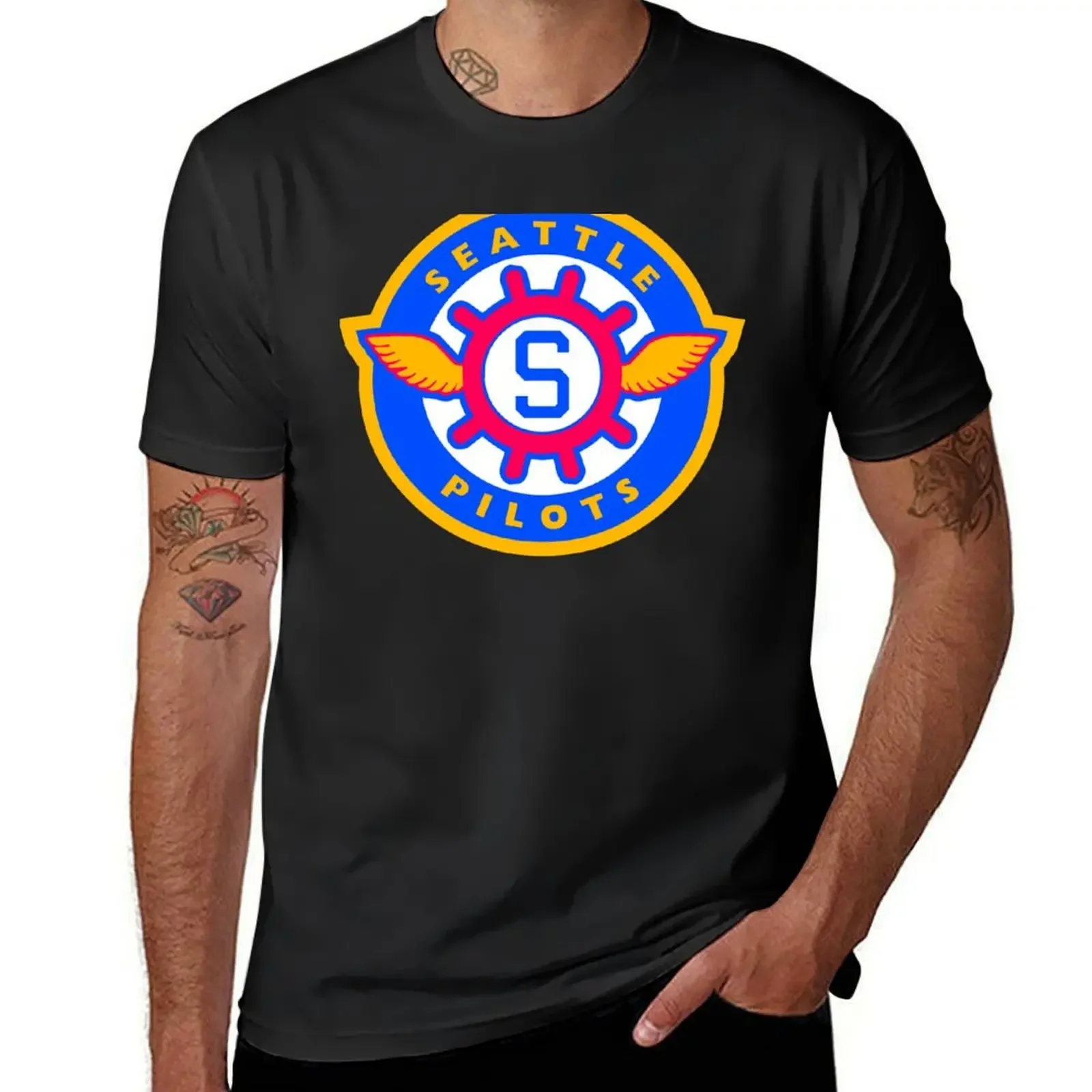 

Seattle Pilots T-Shirt cotton man t-shirts vintage clothes fitted t shirts for men