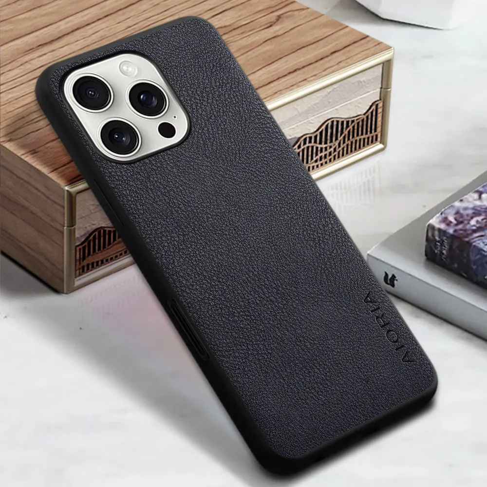 حافظة لهاتف آيفون 16 15 14 13 12 11 Pro Max حافظة صغيرة غطاء هاتف Funda Capa بلون سادة تصميم من جلد البولي يوريثان