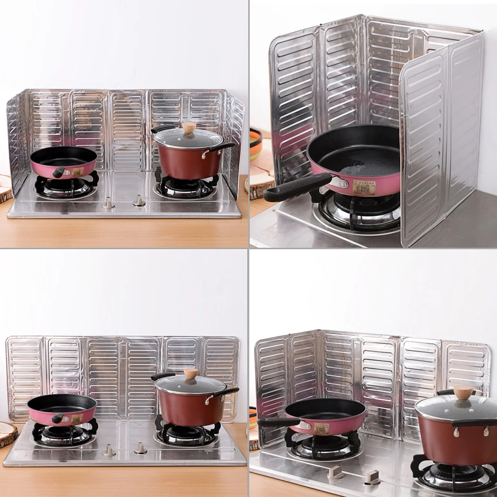 Piastra di protezione scudo in foglio di alluminio Piastra deflettore pieghevole per stufa a gas Isolamento termico leggero Accessori da cucina facili da usare