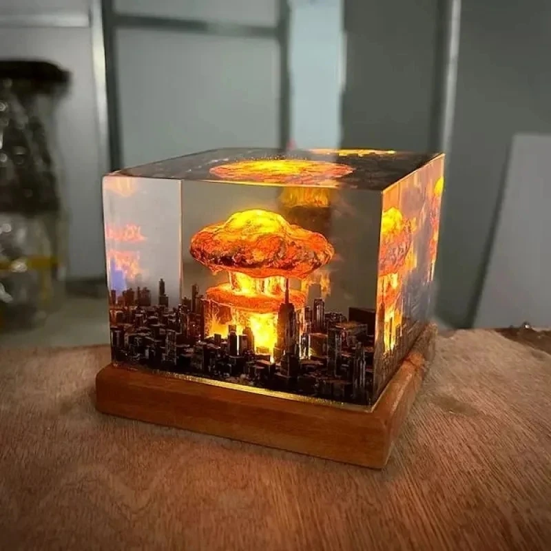 New Atomic Bomb Explosion Lamp Creative Crystal Dropper Resin Jewelry Gift Nuclear Explosion Night Lamp Decoration