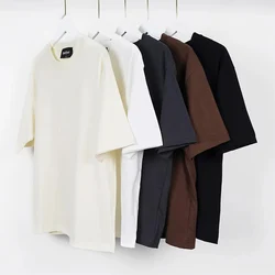 Summer T shirts for Women Men Brown Casual Female Korean Streetwear Tees Unisex Basic Solid Young Cool Tops