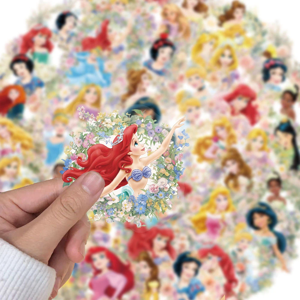 10/30/50 قطعة لطيف ديزني الأميرة والزهور ملصقات الكرتون سنو وايت ارييل الشارات DIY بها بنفسك دفتر الهاتف ملصق الحيوانات الأليفة الشفاف