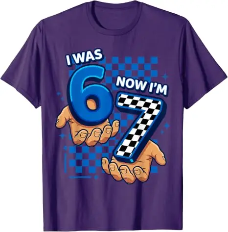 Ich war 6, jetzt bin ich 7. 7. Geburtstag 6 7 Geburtstag Jungen T-Shirt Y2k Mode 67 Six Seven Grafik-Bekleidung Rennsportliebhaber Weiches Baumwoll-T-Shirt – Detail 18