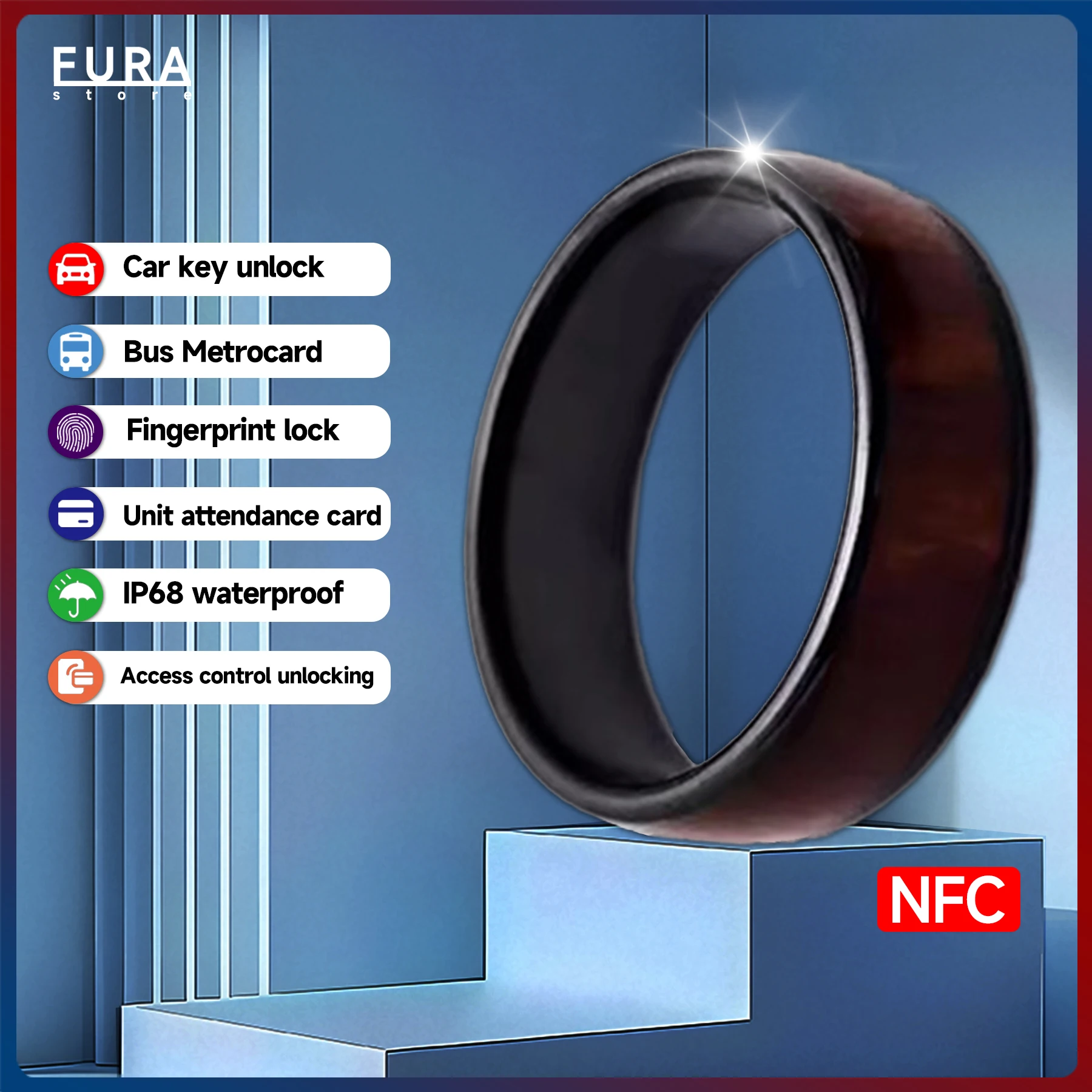 

The new CUID Smart Ring NFC access control attendance sensor card can clone the ID/IC tag card to attach the keychain smart ring