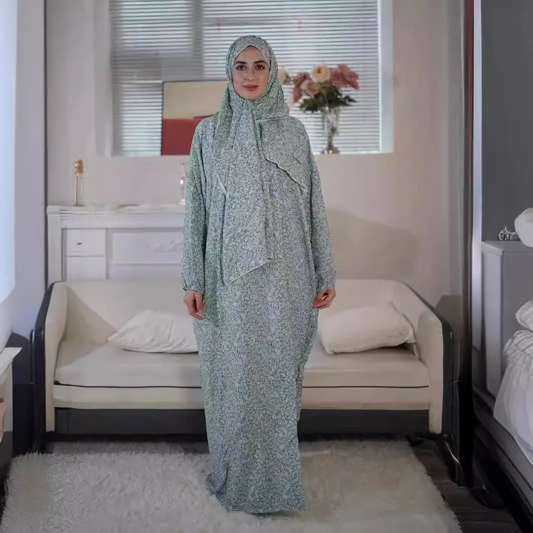 عباية إسلامية عصرية للسيدات فستان ترفيهي مع وشاح مقاس كبير يطبع فسكوزي داشيكي للبالغين على الطراز العرقي للإناث