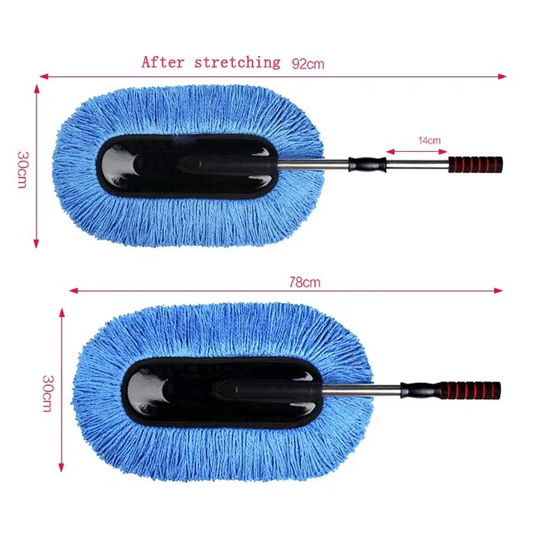 Cepillo de limpieza de polvo de microfibra para remolque de cera retráctil para automóvil, escoba de limpieza de polvo de doble propósito,