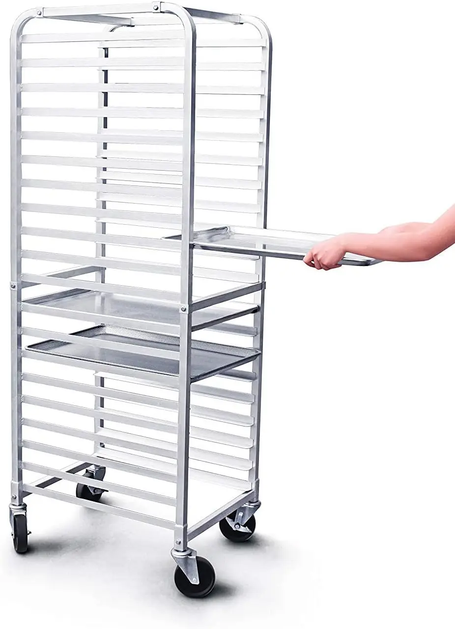 Panela de folha de alumínio e Bun Pan Rack, 26 "L x 20" W x 69 "H com rodas de freio, New Star Food Service 36527, Classe Comercial