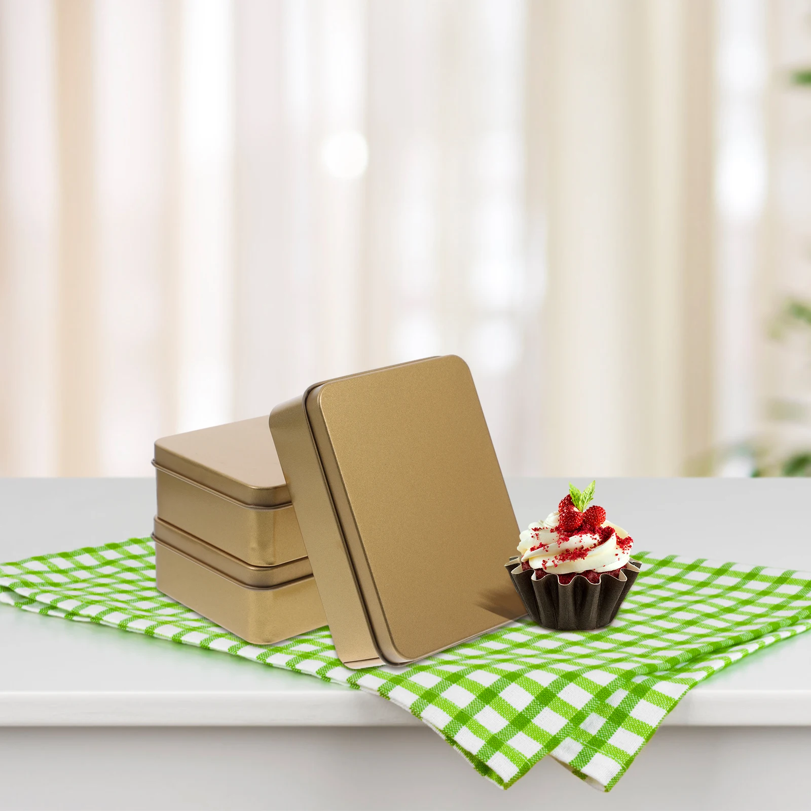 

3pcs Rectangular Tinplate Boxes 12x9x4CM Small Storage Containers for Jewelry Coins Candies Gifts Tin Box With Lid