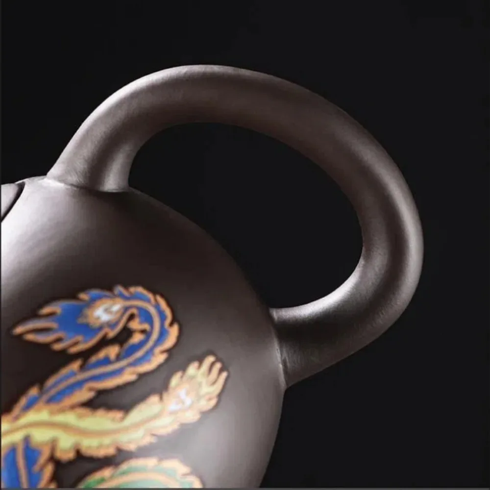 Ceramic Purple Clay Teapot Color-changing Hand-made Teapot Tea Cup Set Dragon and Phoenix Design Infuser Teapot Tea Maker
