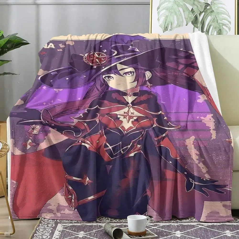 Kawaii Genshin Impact Throw Soft Flannel Throw Lightweight Summer Home Nap Blanket for Sofa Cozy Bed Travel