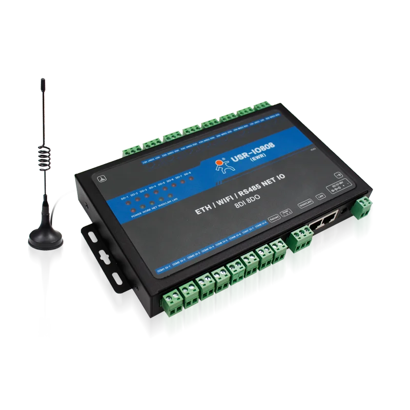 Relé de red Ethernet WiFi RS485 de 8 canales, controlador IO, USR-IO808-EWR, compatible con Modbus